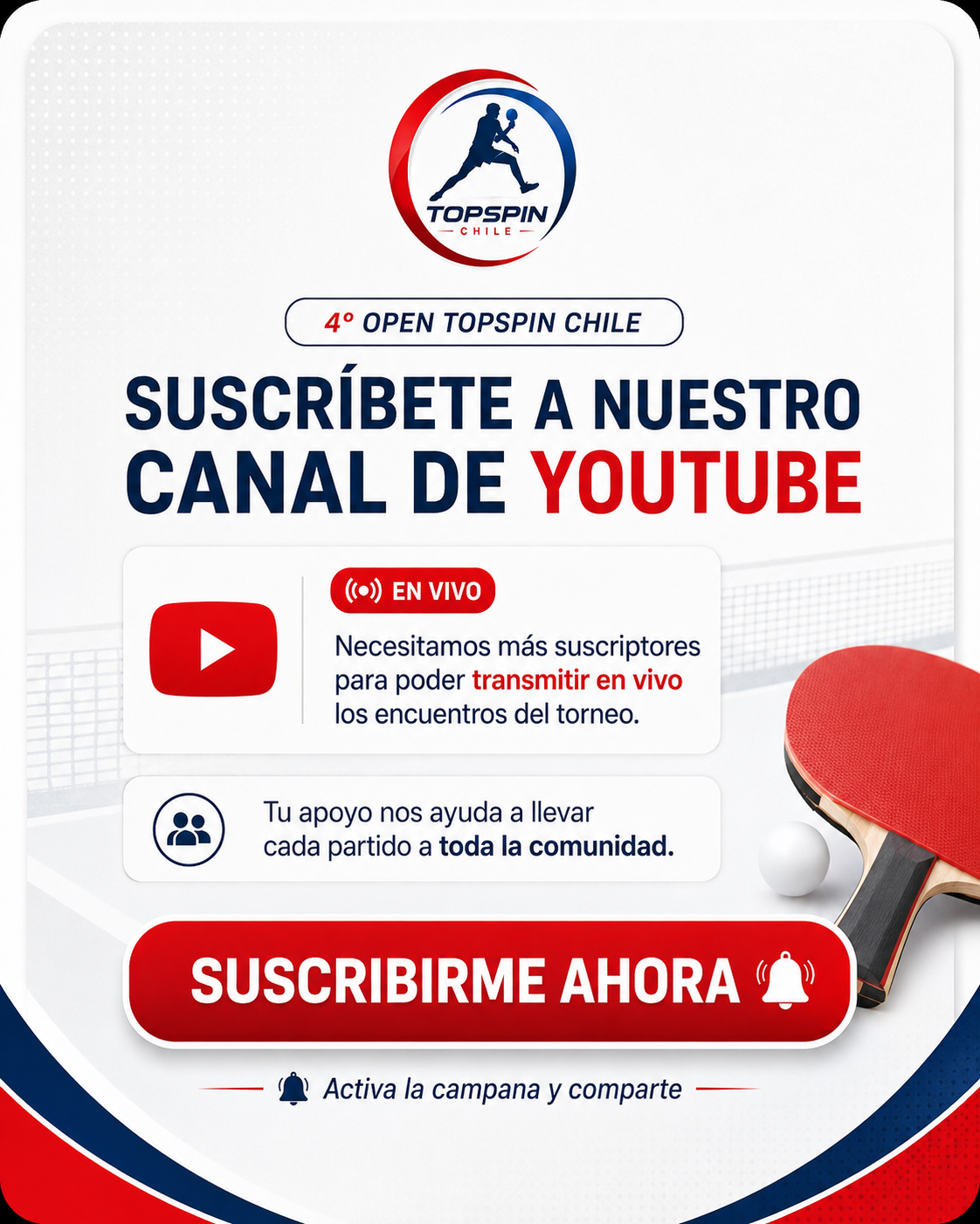 Suscríbete al canal de YouTube Topspin Chile